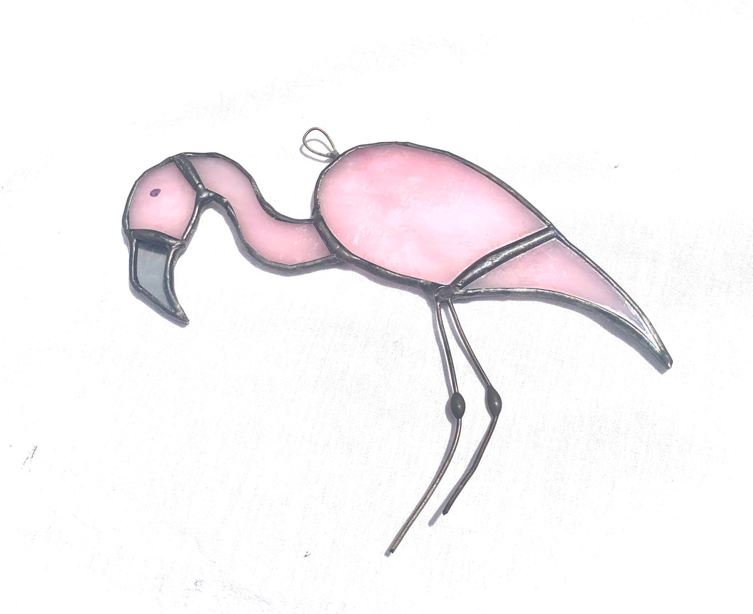 Stained Glass Pink Flamingo Suncatcher
