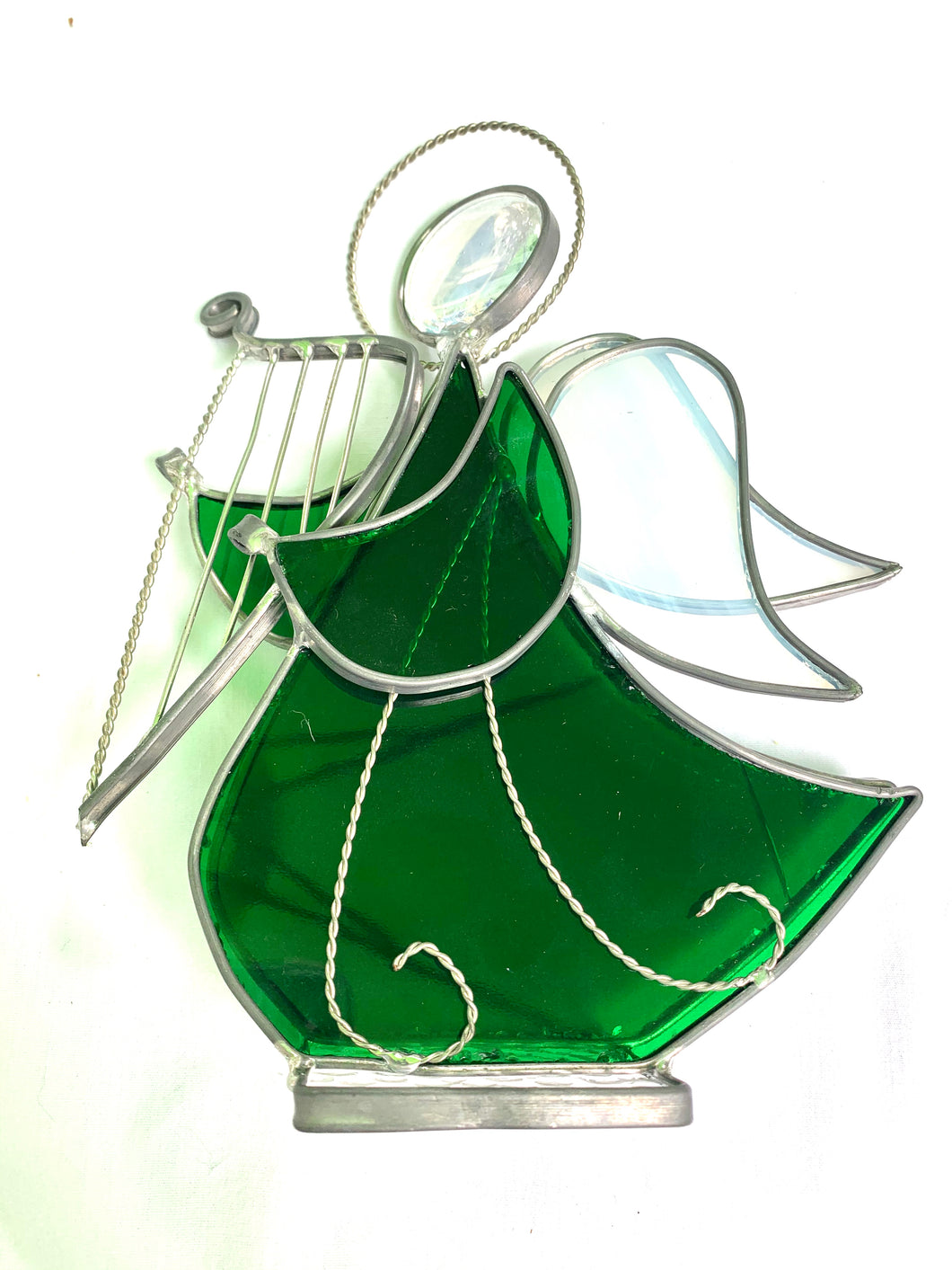 Stained Glass Standing Angel with Harp
