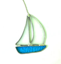 Load image into Gallery viewer, Stained Glass Sailboat Fan Pull
