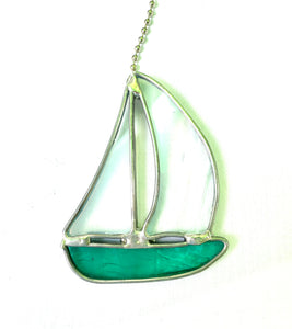 Stained Glass Sailboat Fan Pull