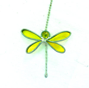 Stained Glass Dragonfly Fan Pull
