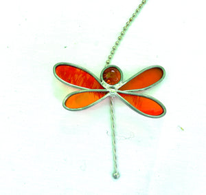 Stained Glass Dragonfly Fan Pull