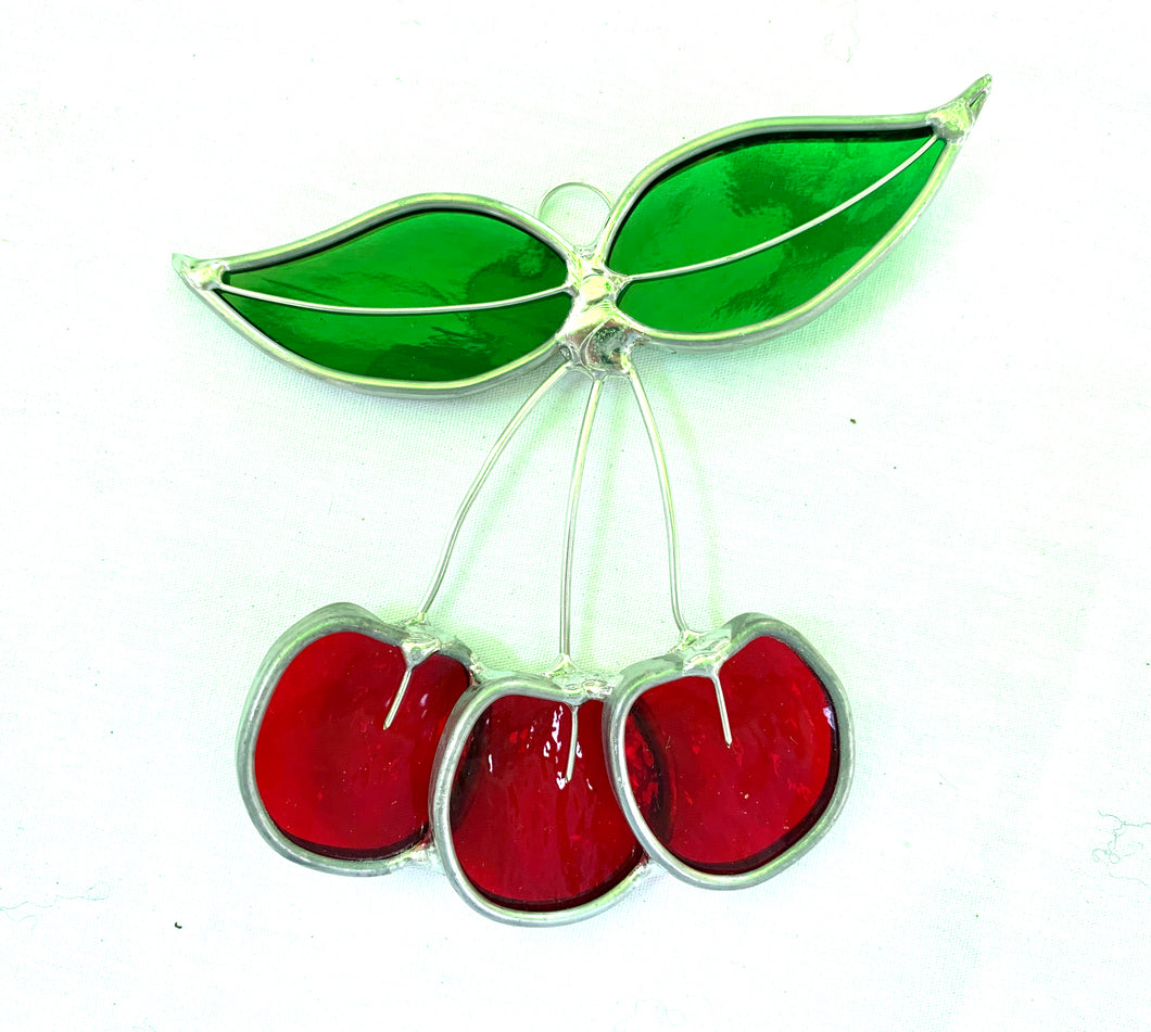 Stained Glass Cherries Suncatcher