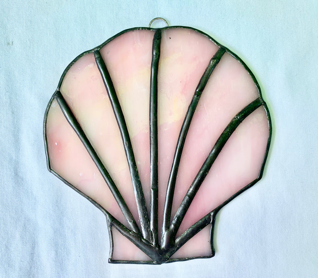 Stained Glass Pink Scallop Suncatcher