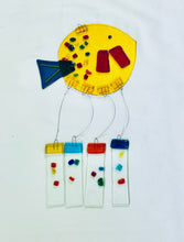 Load image into Gallery viewer, Fused Glass Yellow Round Fish Windchime

