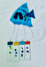 Load image into Gallery viewer, Fused Glass Angel Turquoise Fish Windchime
