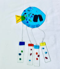 Load image into Gallery viewer, Fused Glass Turquoise Round Fish Windchime
