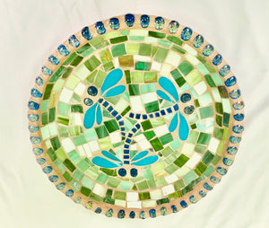 Stained Glass Mosaic 3 Dragonfly Birdbath Top